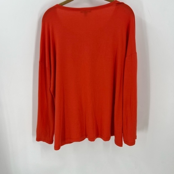 Eileen fisher, orange boxy oversize lagenlook fit drop shoulder pocket top - Picture 2 of 8